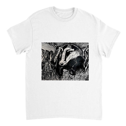 'Shuffling Along' Badger print on heavyweight unisex crewneck T-shirt