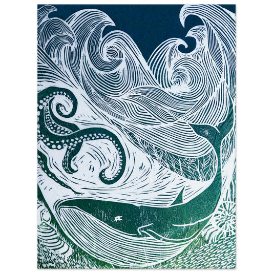 'Old Blue'  Reproduction of original lino cut print